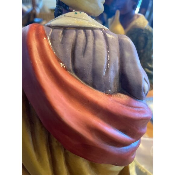 Hand-Painted Ceramic Wise Man Figurine Holding Incense Yellow Red Purple - Picture 15 of 16